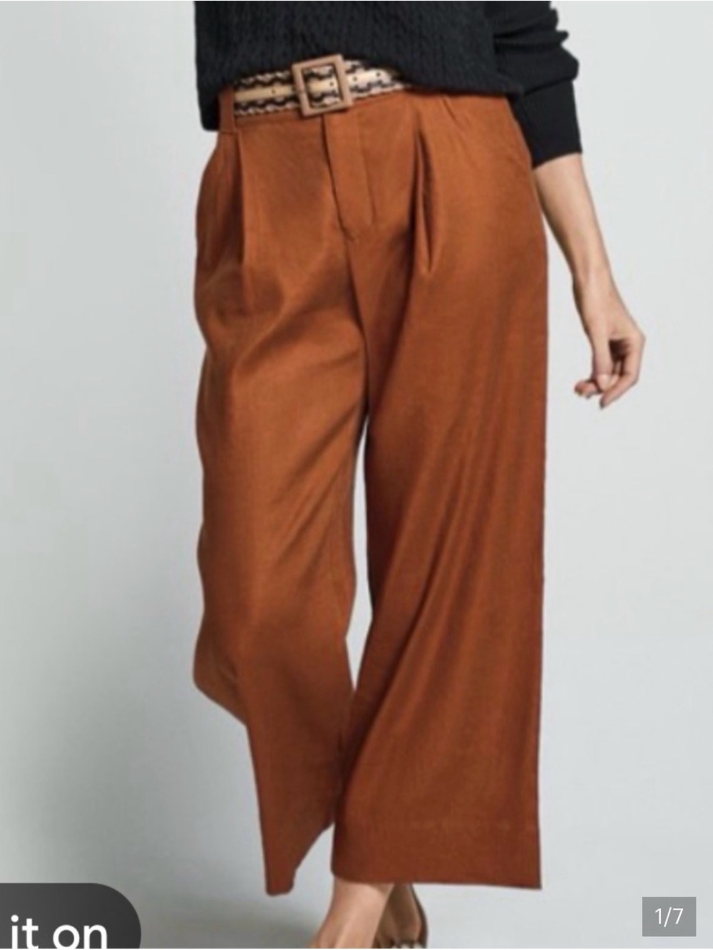 CAbi Rust Button-Front Tank with Wide-Leg Pants